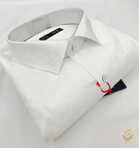 White  colour check print  Cotton Shirt