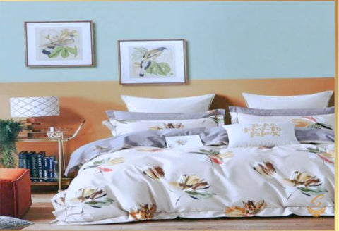 King Size Bedsheet for Double Bed108 Inches X 108 Inches Grey colour Printed Glace Cotton Bed Sheet With Pillow Covers (Size Bed Sheet :- 275 * 275 Cms(Appx) 2 PCS Pillow Cases: -46 *69 +5cms (Appx) Washing Instructions :- Hand/Machine Wash , Do Not Bleac