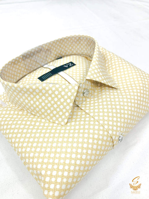 Beige colour white print  very soft cotton shirt