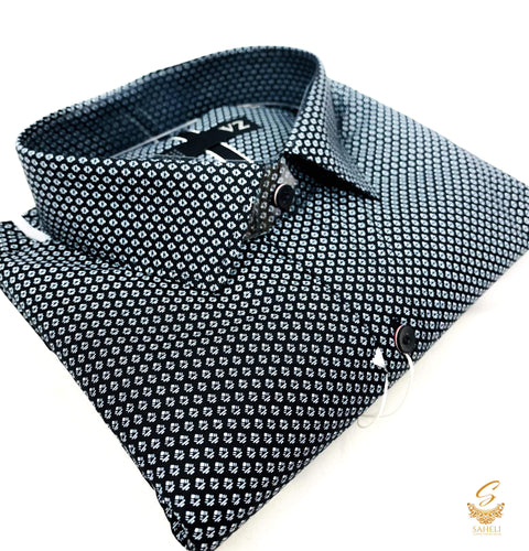 Black colour white printed very soft glaze cotton shirt