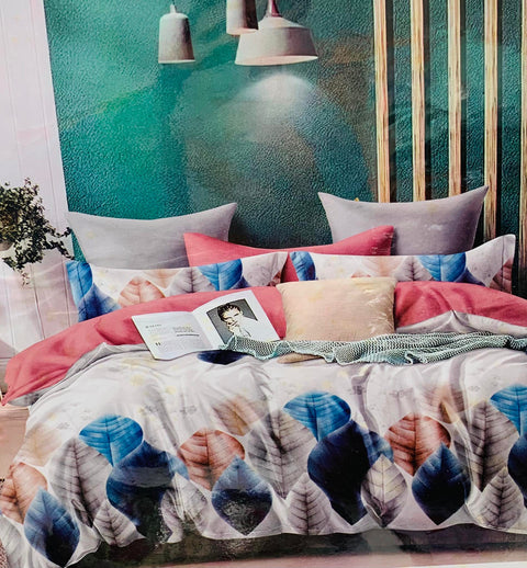 Multi colour floral print Glace cotton Bed Sheet With Pillow Covers (Size Bed Sheet :- 230 * 250 cms(appx) 2 PCS Pillow Cases: -46 *69 +5cms (appx) Washing Instructions :- Hand/Machine Wash , Do Not Bleach , Medium Steam Iron, Do Not Dry Clean, Tumble Dry