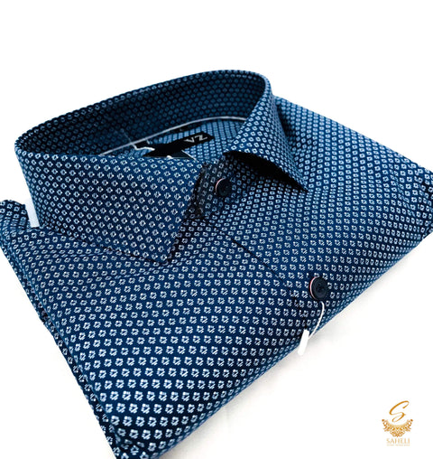 Blue colour white print very soft cotton shirt