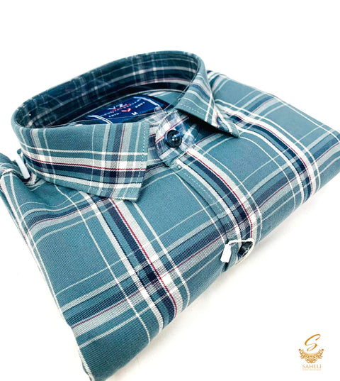Anchor grey colour check printed Cotton Shirt