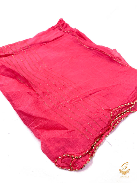 Brink Pink colour pure chiffon golden work dupatta
