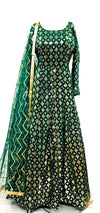 Size 40 (upto 42)Deep Green colour heavy sequined work designer gown with netting based sequined dupatta
