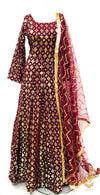 Size 40 (upto 42)Deep Purple colour heavy sequined work designer gown with netting based sequined dupatta