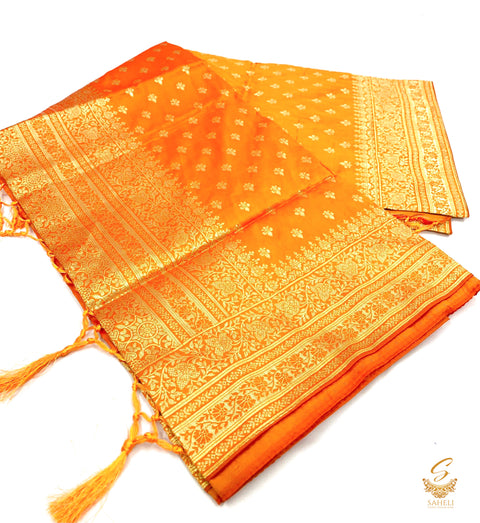 Orange  Colour banarsi brocade silk saree
