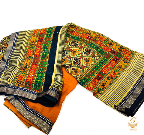 Patola print Georgette based soft saree