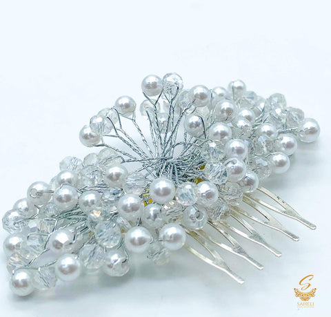 Beautiful crystal & Pearl Work Hair comb