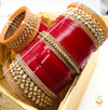 Kundan stone Beautiful Cherry Red Bridal Churra
