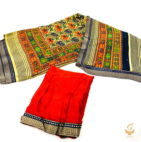 Patola print Georgette based soft saree