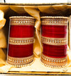 Kundan & Pearl Beautiful Cherry Red Bridal Churra