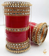 Kundan work cherry Red colour designer Bridal Churra