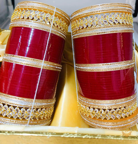 American Diamond Maroon colour designer Bridal Churra