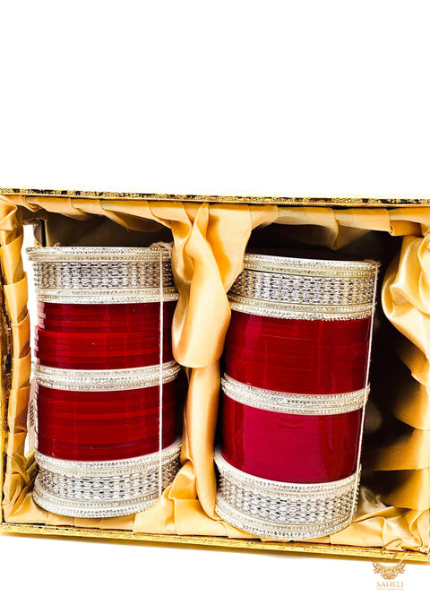 American Diamond Cherry Red Beautiful bridal Churra