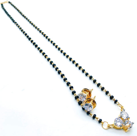 Golden American Diamond Stone Beautiful Mangalsutra With Studs