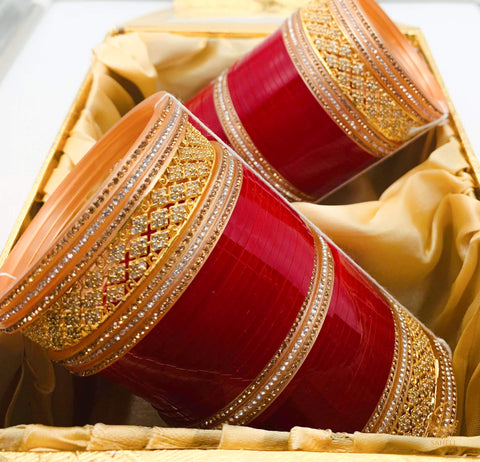 American Diamond Beautiful Cherry Red Bridal Churra