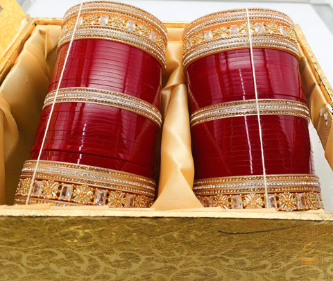 American Diamond Cherry Red Beautiful bridal Churra