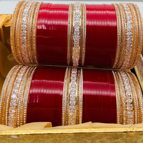 American Diamond Beautiful Cherry Red Bridal Churra
