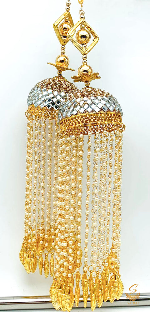 Pearls with Kundan stones with pearls jhallar & pipal patti designer Kalire