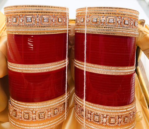 American Diamond Maroon colour designer Bridal Churra