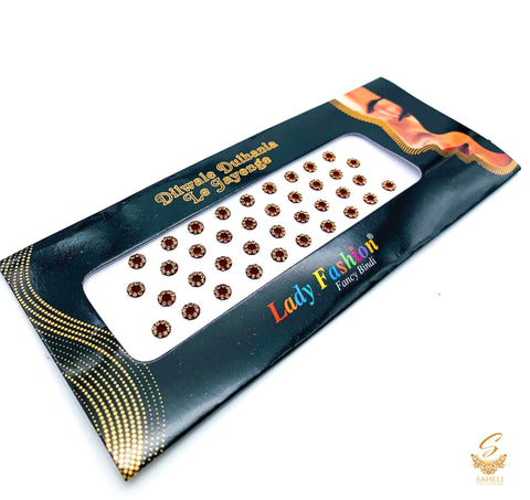 Latest Maroon coloured stone fancy bindi small size