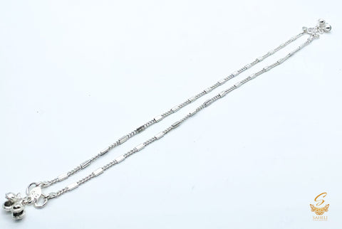 Silver Plated White Metal Payal Anklets For Women and Girls  (Pack of 2) Silver Anklet