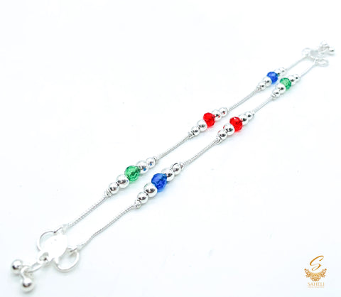 Kids Silver Coated Anklets in Pair 16cm