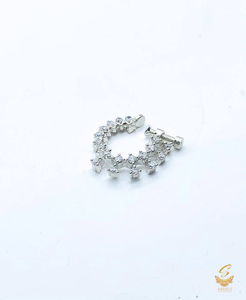 Silver stone American Diamond nose ring