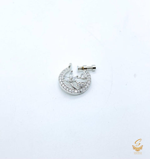 Silver stone American Diamond nose ring