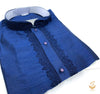 Nevi Blue colour raw silk based kids kurta with wite pajama pents