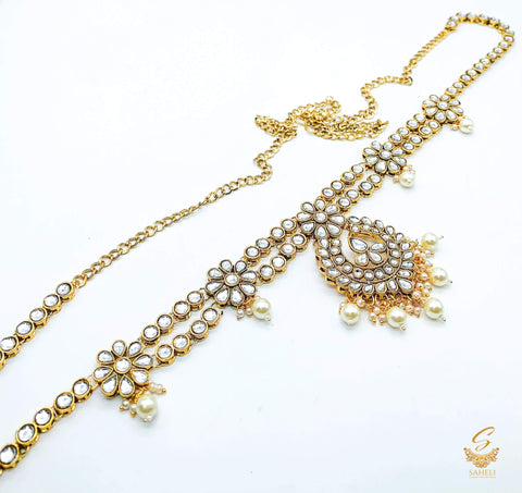 Latest Golden Colour Kundan Stone With Pearls Kamarband