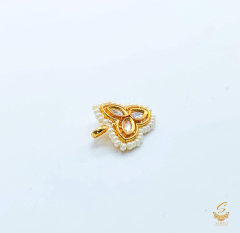 White pearls with kundan nose stud