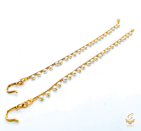Pearl work golden beautiful earring support Sahare