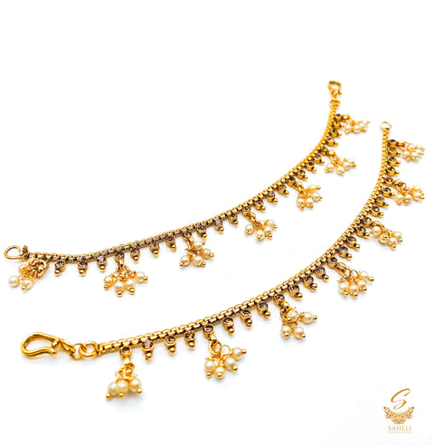 Golden stone with pearls beautiful earring support Sahare