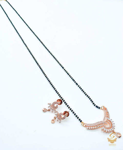 Rosegold American diamond beautiful Mangalsutra with small studs