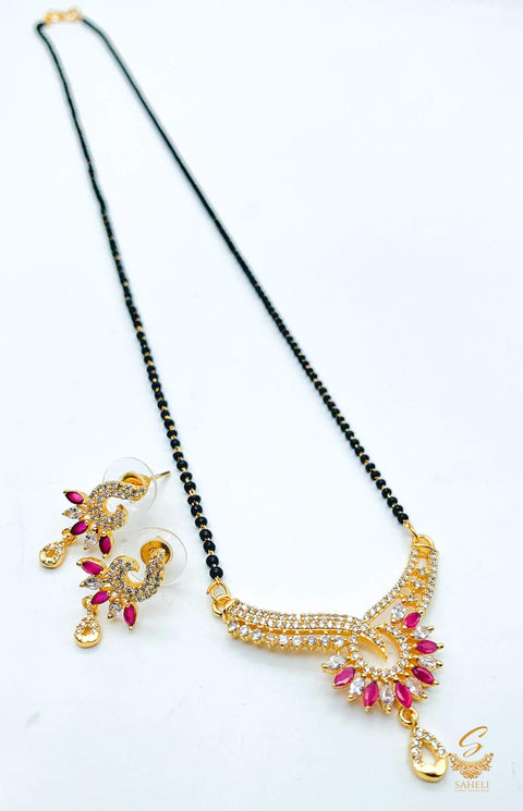 American Diamond stone beautiful Mangalsutra with small studs