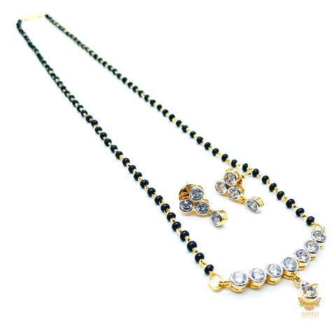 Golden American Diamond Stone Beautiful Mangalsutra With Studs