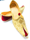 Golden & MAroon Colour Brocade Design Velvet Based Men’s Punjabi Jutti