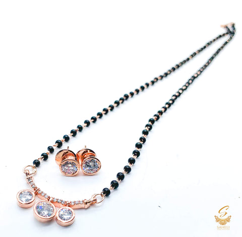 Rosegold American diamond stone beautiful mangalsutra with studs
