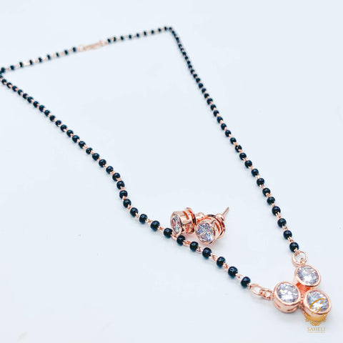 Rosegold American Diamond Stone Beautiful Mangalsutra With Studs