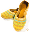 Golden colour beaded hand work design on velvet Punjabi Jutti