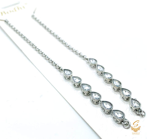 Silver Polki stone work beautiful earring support Sahare