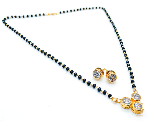 Golden American Diamond Stone Beautiful Mangalsutra With Studs