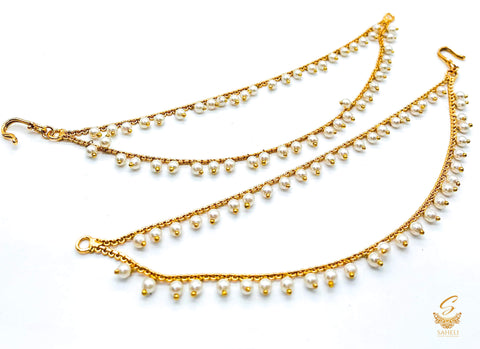 Pearl work beautiful earring support Sahare