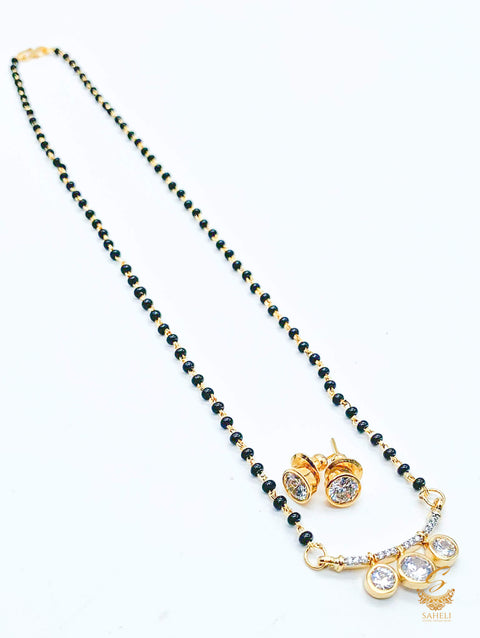Golden American diamond stone beautiful mangalsutra with studs