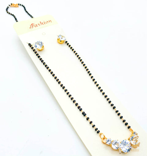 Silver stone beautiful Mangalsutra with small studs