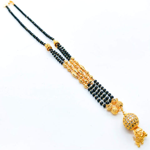 Golden Stone With Jerkan Gold Plated (Artificial) Mangalsutra With Artificial Black Beads Chain, Apx Size: 20-22 Cm