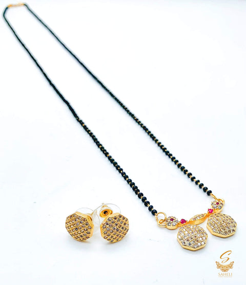 American Diamond stone beautiful Mangalsutra with small studs