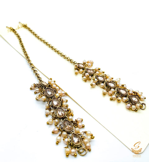 Polki stone & Pearls work beautiful earring support Sahare